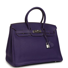 Pre-owned Hermes Birkin 35 Violet Togo Palladium Hardware