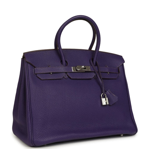 Pre-owned Hermes Birkin 35 Violet Togo Palladium Hardware