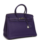 Pre-owned Hermes Birkin 35 Violet Togo Palladium Hardware - Thumbnail View 2