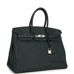 Pre-owned Hermes Birkin 35 Vert Rousseau Togo Palladium Hardware