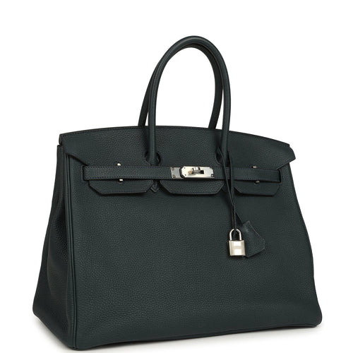 Pre-owned Hermes Birkin 35 Vert Rousseau Togo Palladium Hardware