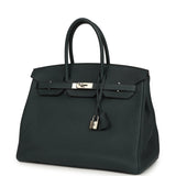 Pre-owned Hermes Birkin 35 Vert Rousseau Togo Palladium Hardware