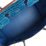 Pre-owned Hermes Birkin 35 Mykonos Shiny Porosus Crocodile Gold Hardware - Thumbnail View 8