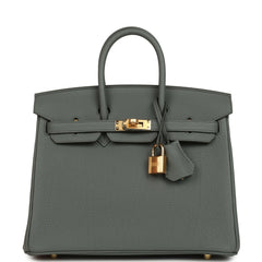 Hermes Birkin 25 Vert Amande Togo Gold Hardware