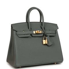 Hermes Birkin 25 Vert Amande Togo Gold Hardware