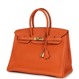 Pre-owned Hermes Birkin 35 Orange Togo Gold Hardware - Thumbnail View 5