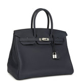 Hermes Birkin 35 Bleu Nuit Togo Palladium Hardware