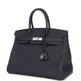 Hermes Birkin 35 Bleu Nuit Togo Palladium Hardware