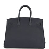 Hermes Birkin 35 Bleu Nuit Togo Palladium Hardware