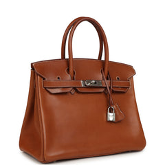 Vintage Hermes Birkin 30 Fauve Barenia Palladium Hardware