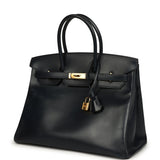 Pre-owned Hermes Birkin 35 Bleu Navy Box Gold Hardware - Thumbnail View 5