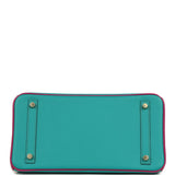 Hermes Special Order (HSS) Birkin 30 Bleu Paon and Rose Poupre Brushed Gold Hardware - Thumbnail View 6