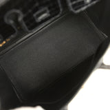 Pre-owned Hermes Birkin 25 Black Shiny Porosus Crocodile Gold Hardware