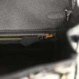 Pre-owned Hermes Birkin 25 Black Shiny Porosus Crocodile Gold Hardware