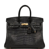 Hermes Birkin 25 Black Matte Alligator Gold Hardware