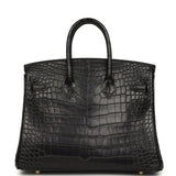 Hermes Birkin 25 Black Matte Alligator Gold Hardware
