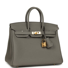 Hermes Birkin 25 Gris Meyer Togo Gold Hardware