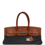 Vintage Hermes Shoulder Birkin 42 JPG Fauve Barenia and Dark Blue Denim Palladium Hardware - Thumbnail View 1