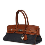 Vintage Hermes Shoulder Birkin 42 JPG Fauve Barenia and Dark Blue Denim Palladium Hardware - Thumbnail View 5