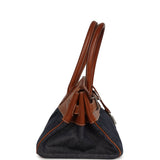 Vintage Hermes Shoulder Birkin 42 JPG Fauve Barenia and Dark Blue Denim Palladium Hardware - Thumbnail View 3