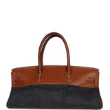 Vintage Hermes Shoulder Birkin 42 JPG Fauve Barenia and Dark Blue Denim Palladium Hardware - Thumbnail View 4