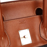 Vintage Hermes Shoulder Birkin 42 JPG Fauve Barenia and Dark Blue Denim Palladium Hardware - Thumbnail View 7