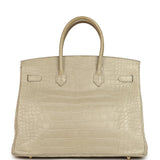 Pre-owned Hermes Birkin 35 Beton Matte Alligator Gold Hardware
