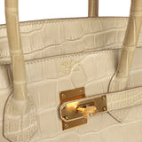 Pre-owned Hermes Birkin 35 Beton Matte Alligator Gold Hardware