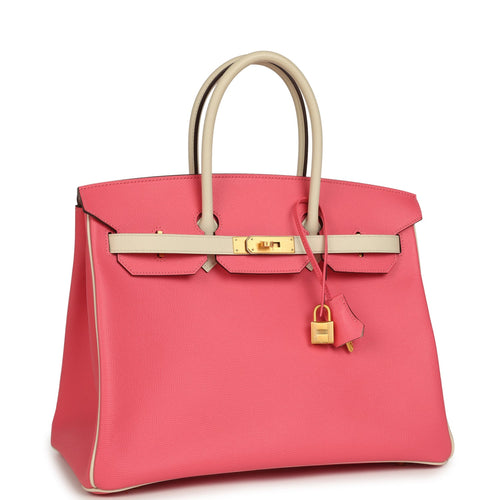 Hermes Special Order (HSS) Birkin 35 Rose Azalee and Craie Epsom Brushed Gold Hardware