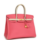 Hermes Special Order (HSS) Birkin 35 Rose Azalee and Craie Epsom Brushed Gold Hardware