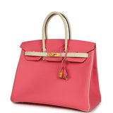 Hermes Special Order (HSS) Birkin 35 Rose Azalee and Craie Epsom Brushed Gold Hardware