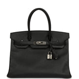 Pre-owned Hermes Birkin 30 Black Epsom Palladium Hardware