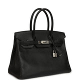Pre-owned Hermes Birkin 30 Black Epsom Palladium Hardware
