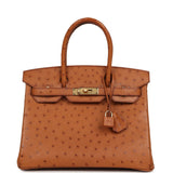 Pre-owned Hermes Birkin 30 Cognac Ostrich Gold Hardware - Thumbnail View 1