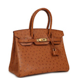 Pre-owned Hermes Birkin 30 Cognac Ostrich Gold Hardware - Thumbnail View 2
