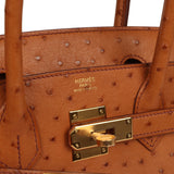 Pre-owned Hermes Birkin 30 Cognac Ostrich Gold Hardware - Thumbnail View 7