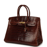 Pre-owned Hermes Birkin 35 Miel Shiny Porosus Crocodile Gold Hardware - Thumbnail View 5