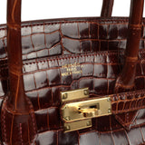 Pre-owned Hermes Birkin 35 Miel Shiny Porosus Crocodile Gold Hardware - Thumbnail View 7