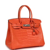 Pre-owned Hermes Birkin 30 Orange Poppy Matte Alligator Palladium Hardware - Thumbnail View 2