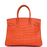 Pre-owned Hermes Birkin 30 Orange Poppy Matte Alligator Palladium Hardware - Thumbnail View 4