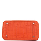 Pre-owned Hermes Birkin 30 Orange Poppy Matte Alligator Palladium Hardware