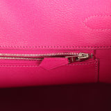 Pre-owned Hermes Special Order (HSS) Birkin 35 Rose Pourpre and Black Shiny Porosus Crocodile Palladium Hardware