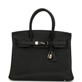 Pre-owned Hermes Birkin 30 Black Togo Palladium Hardware