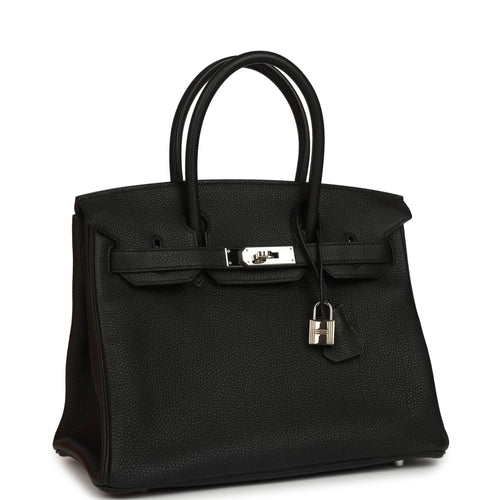Pre-owned Hermes Birkin 30 Black Togo Palladium Hardware