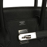 Pre-owned Hermes Birkin 30 Black Togo Palladium Hardware