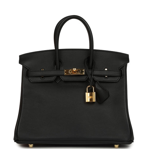 Pre-owned Hermes Birkin 25 Black Swift Gold Hardware
