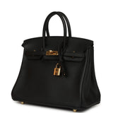 Pre-owned Hermes Birkin 25 Black Swift Gold Hardware