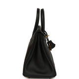 Pre-owned Hermes Birkin 25 Black Swift Gold Hardware