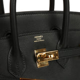 Pre-owned Hermes Birkin 25 Black Swift Gold Hardware