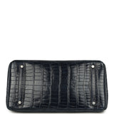 Pre-owned Hermes Birkin 35 Bleu Abysse Shiny Porosus Crocodile Palladium Hardware